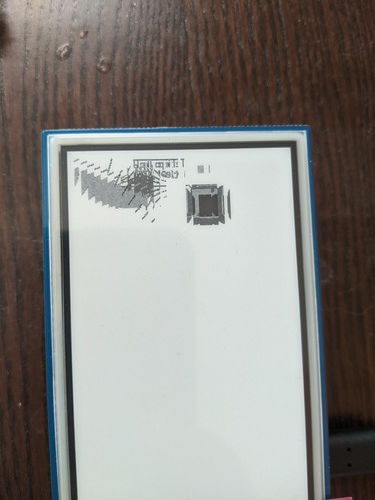 Garbled test pattern shown on the e-paper display